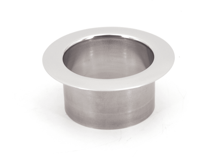 Afvaldoorlaat rond RVS glanzend, boormaat 58mm, geen deksel