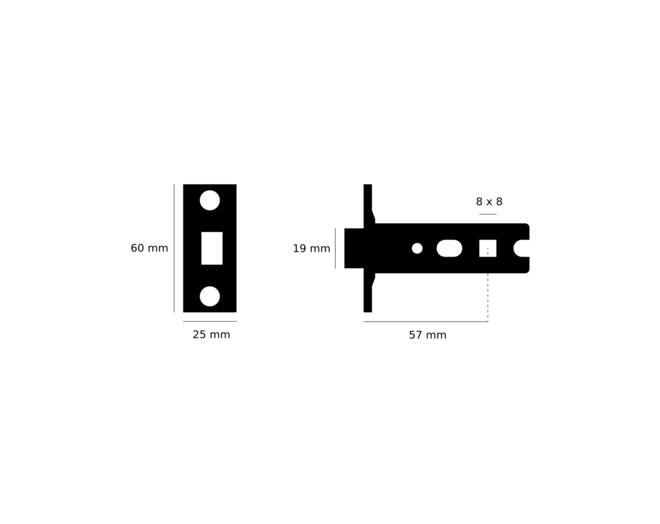 Tubular Latch/For Door Handle/57Mm Backset/Steel