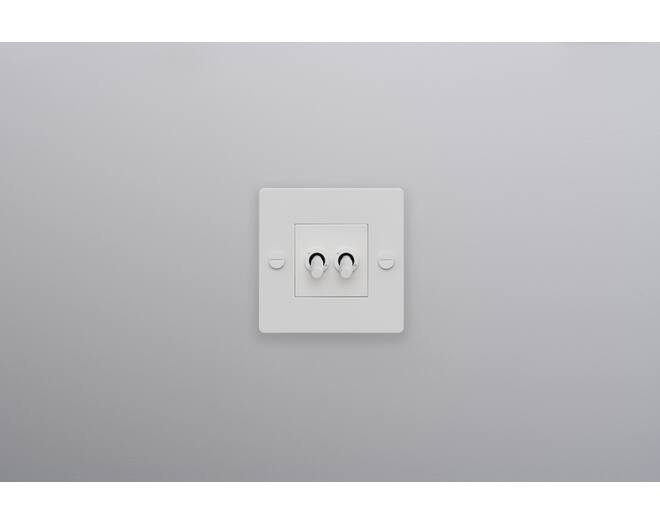 EU 1G Double Toggle Switch/w/out B+P Logo/White