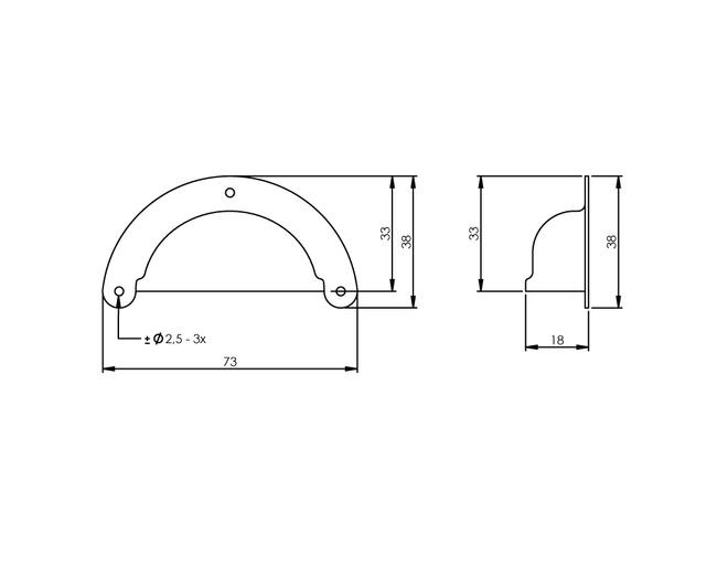 Schelpgreep 73 mm mat zwart