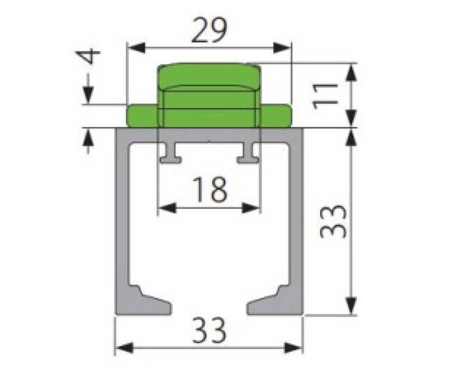 Spaceship Pocket bovenrail, lengte 3000mm, aluminium