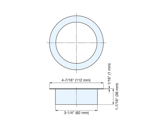 Afvaldoorlaat rond RVS goudkleur, boormaat 82mm, geen deksel