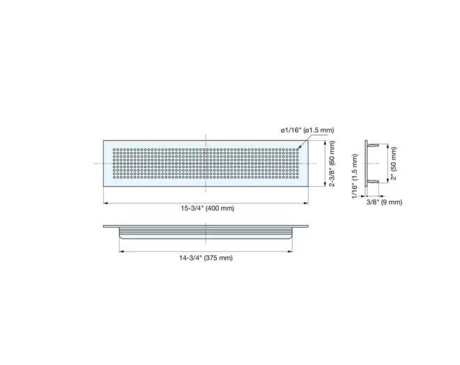 Luchtrooster aluminium mat zwart 400x60mm