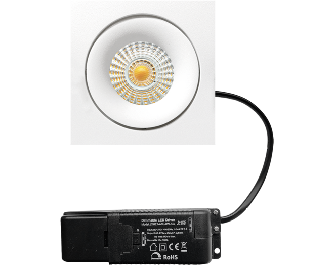 Cádiz kantelbare inbouw vierkant wit + Triac driver