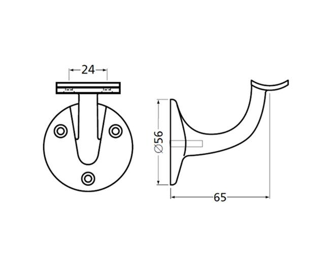 Leuninghouder 65 hol wit