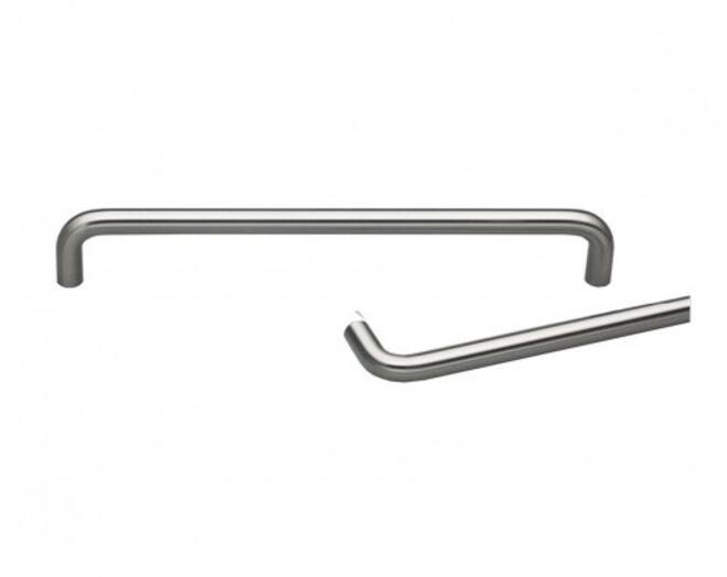 Greep 12x448mm recht RVS geborsteld, totale lengte 460mm