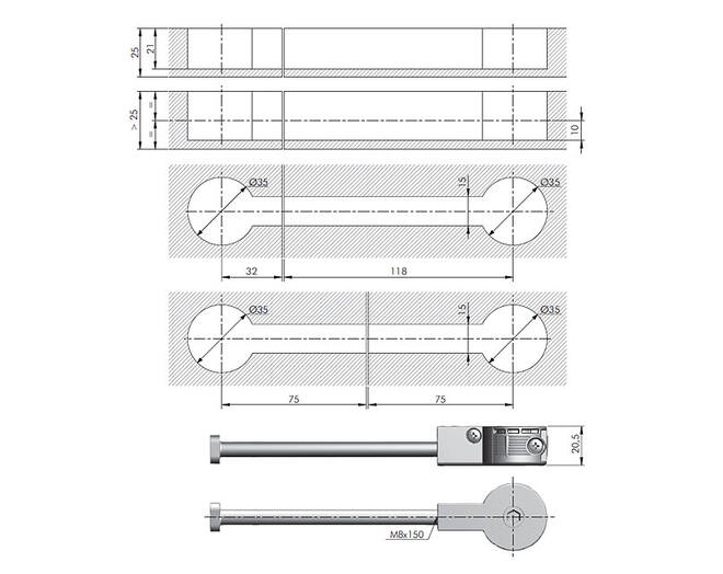 Bladverbinder Quick 150mm, boring 35mm, VE=150