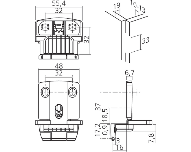 Scharnier voor volkern deur opleg 13mm, deurdikte 10-13mm