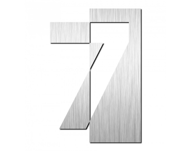 Huisnummer "7" hoogte 125mm, RVS geborsteld