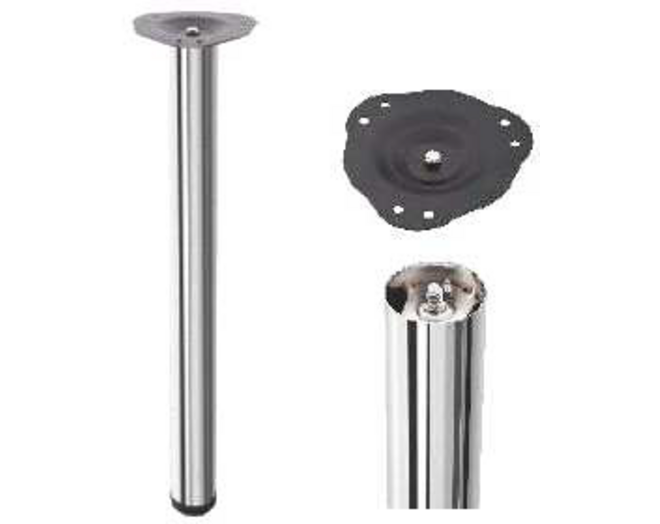 Tafelpoten 60mm 820mm dikte 0,9mm RVS look set van 4
