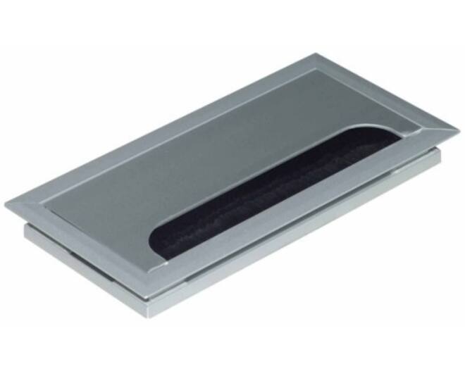 Kabeldoorvoer met halve maan borstel 80x80mm aluminium