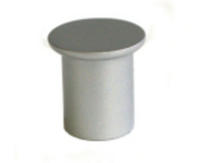 Knop diameter 24mm aluminium mat chroom, hoogte 25mm