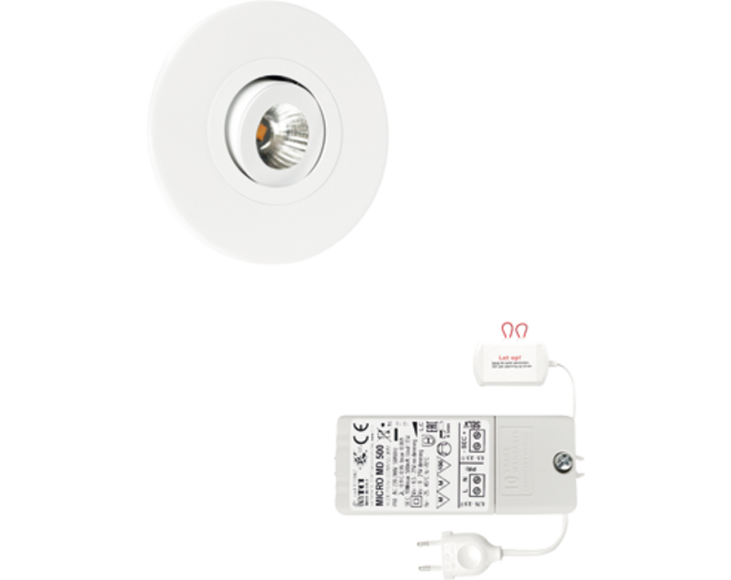 5x Monza rond wit DTW 3000K-2200K+5x verl+Driver RL dimbaar