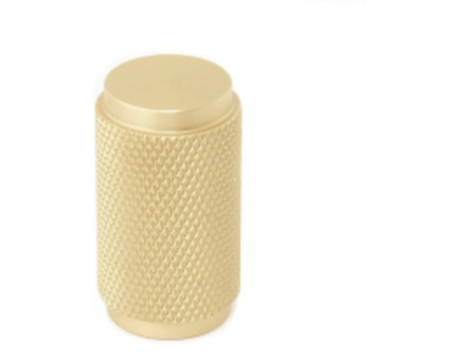 Knop diameter 16mm aluminium geribbeld goudkleur hoogte 27mm