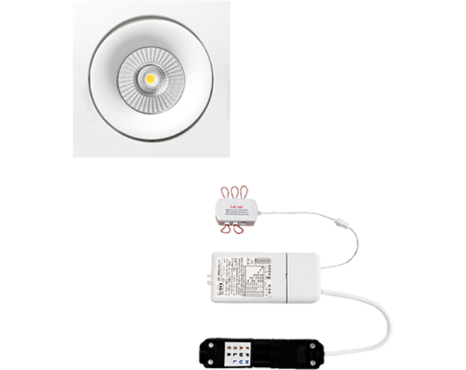3xCádiz Vierk. wit+3x powerled 7W+3x verl+driver+wieland