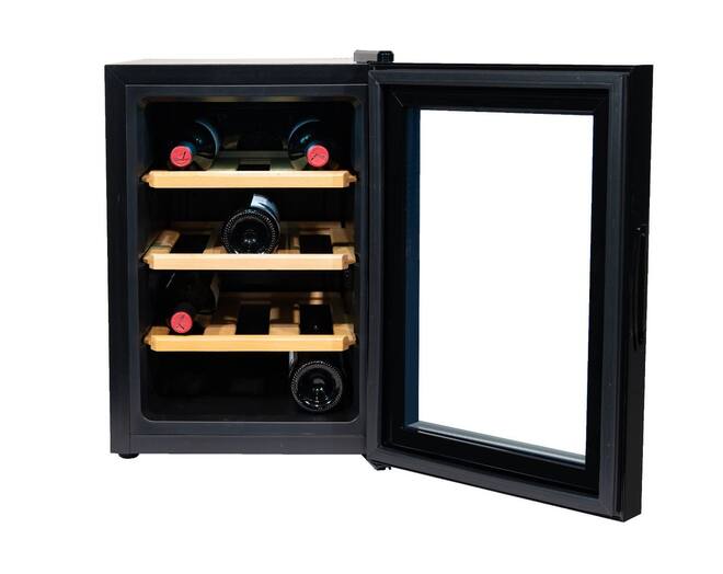 Vinata Wijnkoelkast Compact met vol glazen deur, 12 Flessen