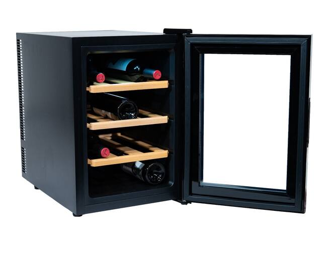 Vinata Wijnkoelkast Compact met vol glazen deur, 12 Flessen
