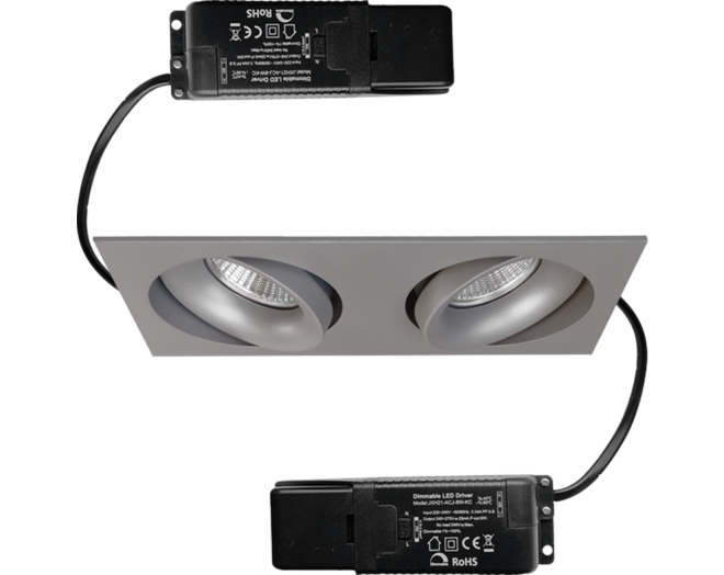 Cádiz Duo kantelbare inbouwspot grijs + Triac driver
