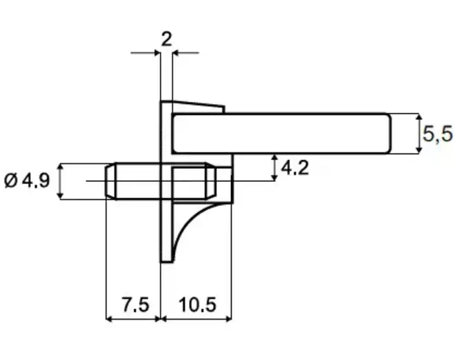 Glasplankdrager met vergrendeling stift 5mm, glasklaar