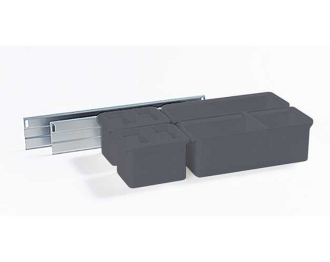 Youboxx set 3 zilver/wit  voor Dispensa met 2 ophangrails