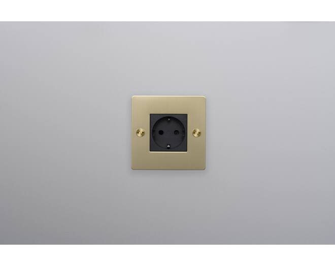 EU 1G Socket/Schuko Type F/w/out B+P Logo/Brass