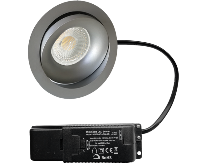 Cádiz kantelbare inbouw rond grijs + Triac driver