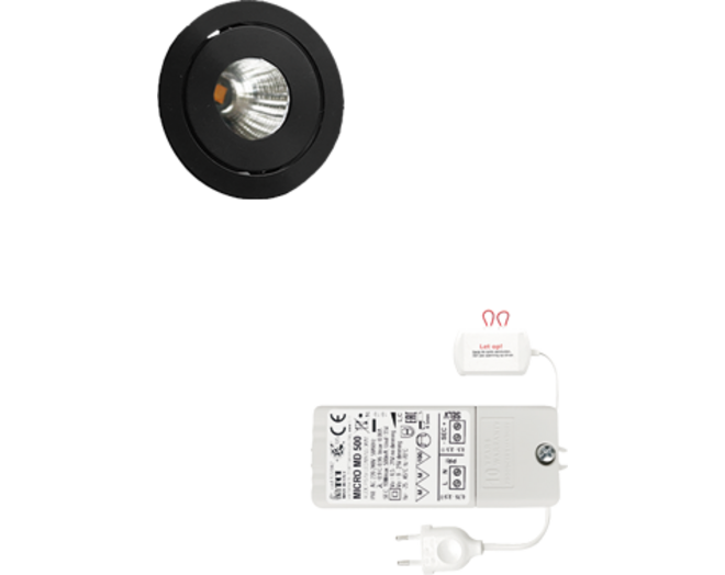 6x Ancona zwart DTW 3000K-2200K+6x verleng+Driver RL dimbaar