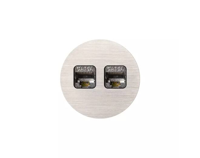 Rond 2.0 Data port  2 Keystones- t.less - brushed nickel