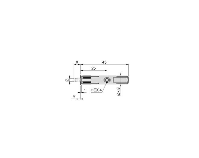 Plankdrager Lara-Sofia stift 5mm, boring 8x45mm