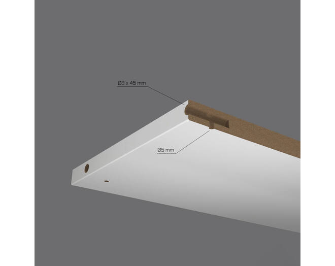 Plankdrager Lara-Sofia stift 5mm, boring 8x45mm