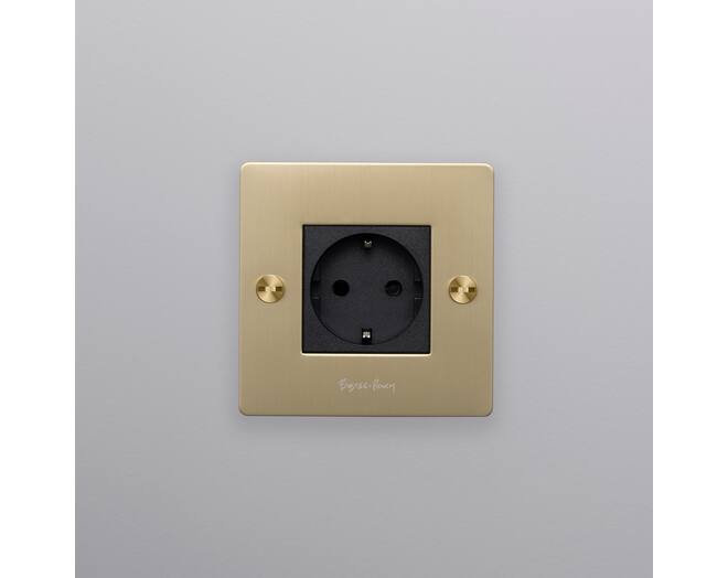 EU 1G Socket/Schuko Type F/w/ B+P Logo/Brass