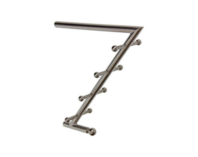 Garderobearm RVS geborsteld 100x285x280mm, met 8 haken