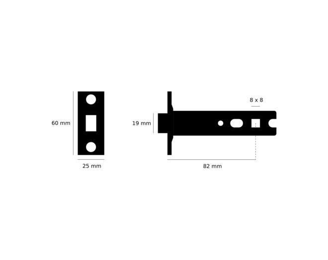 Deadbolt Latch/For Thumbturn Lock/82Mm Backset/Black