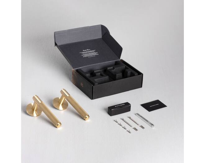 Door Handle Set/Unsprung/Cross/Brass