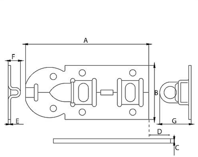 Hangslotrolschuif 56x120mm/ schootdikte 5mm/ vlak/ verzinkt