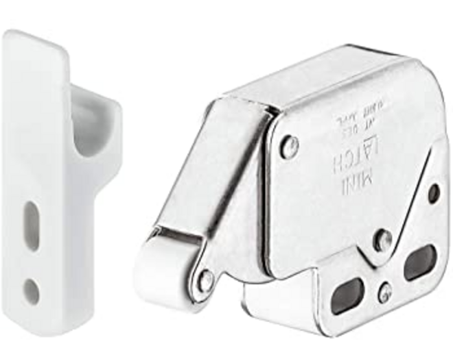 Druksnapper mini touch latch vernikkeld, aanslag wit