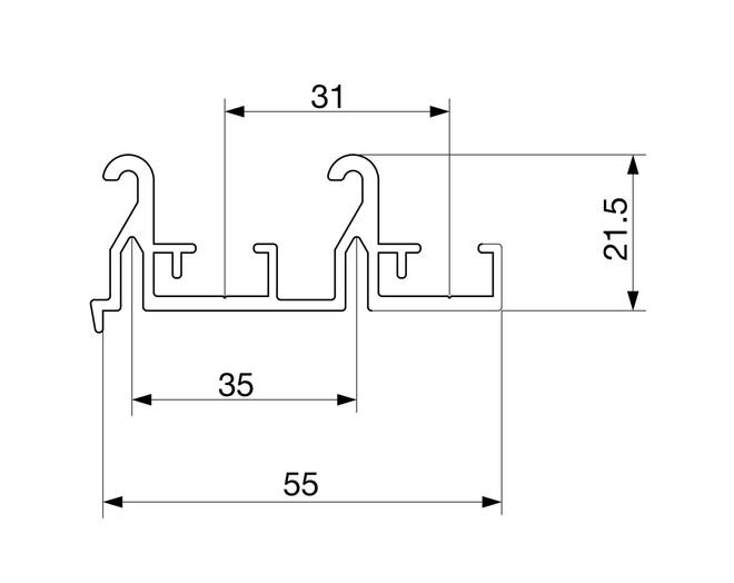 Ocean 1 boven looprail lengte 2500mm