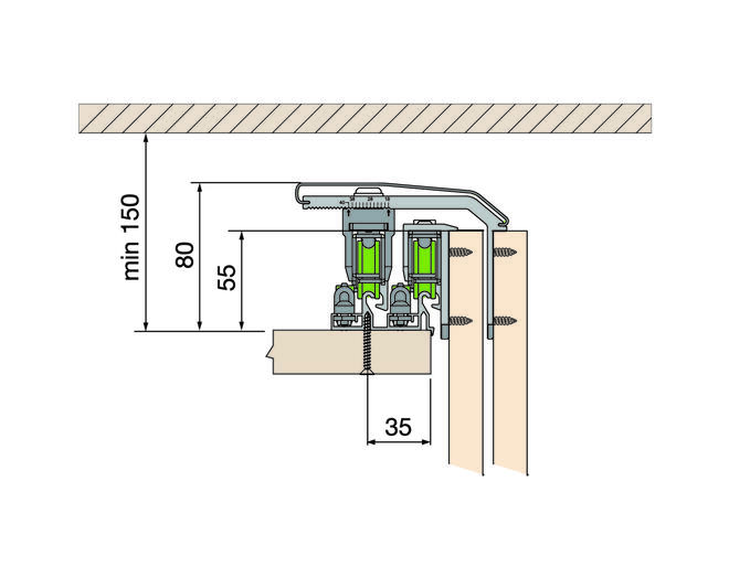 Ocean 1 boven looprail lengte 2500mm