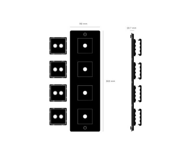 4G Wall Plate/Horizontal/Black