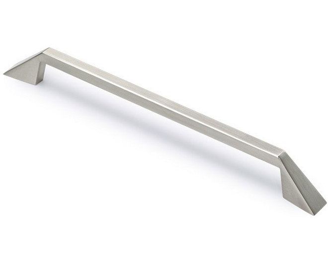 Greep RIGHT geborsteld nikkel 168x8x28mm, hartmaat 128mm