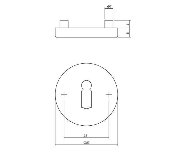 Rozet met sleutelgat ø53x8mm antracietgrijs