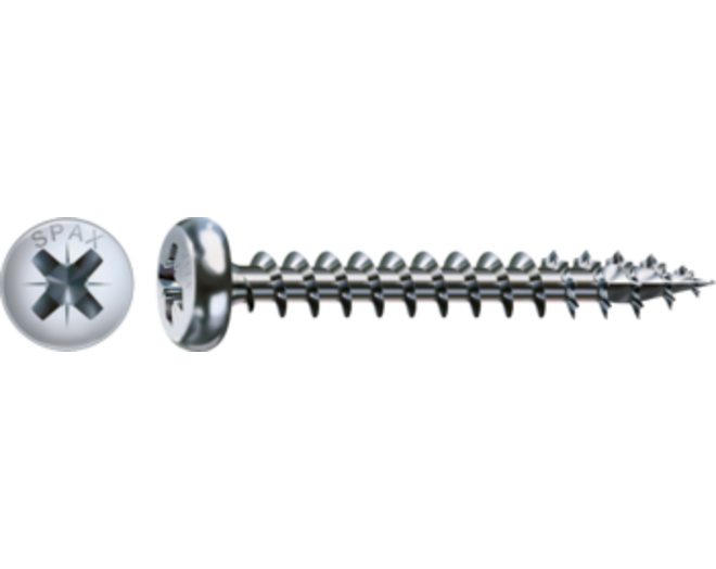 Spax bolkop kruiskop 4,0x60 CK verzinkt voldraad VE= 500 st