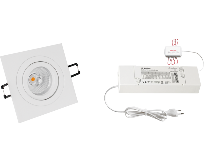 4xSmooth Vierk. wit+4xpowerled+4xverl.+ZigBee