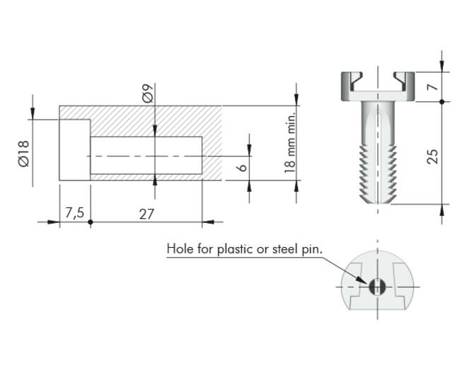 Plankverbinder zwart voor TRIS voor plankdikte 18/19mm
