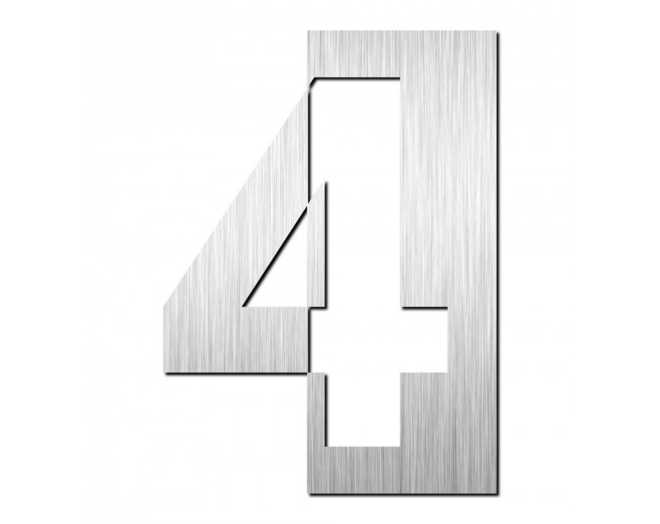 Huisnummer "4" hoogte 75mm, RVS geborsteld
