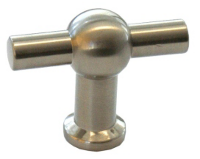 Knop 50x20mm RVS look T model, hoogte 40mm