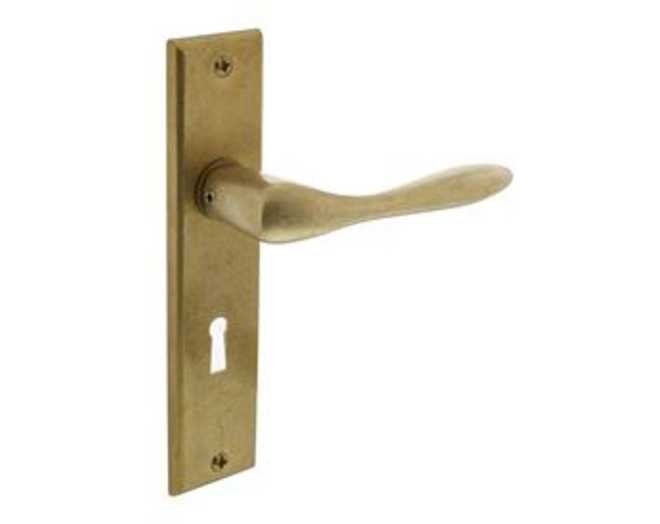 Deurkruk Banaan met schild 181x41x7mm sleutelgat 56mm