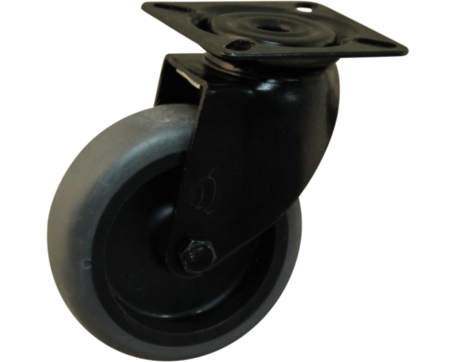 Design zwenkwielen zwart wiel, zwarte gaffel, geen rem 79mm