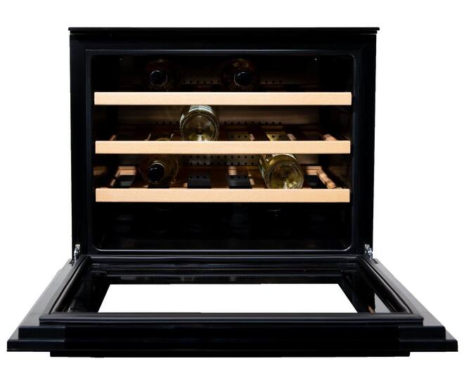 Vinata Wijnklimaatkast Premium met vol glazen deur - zwart