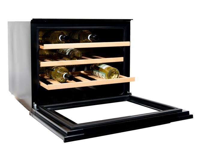 Vinata Wijnklimaatkast Premium met vol glazen deur - zwart